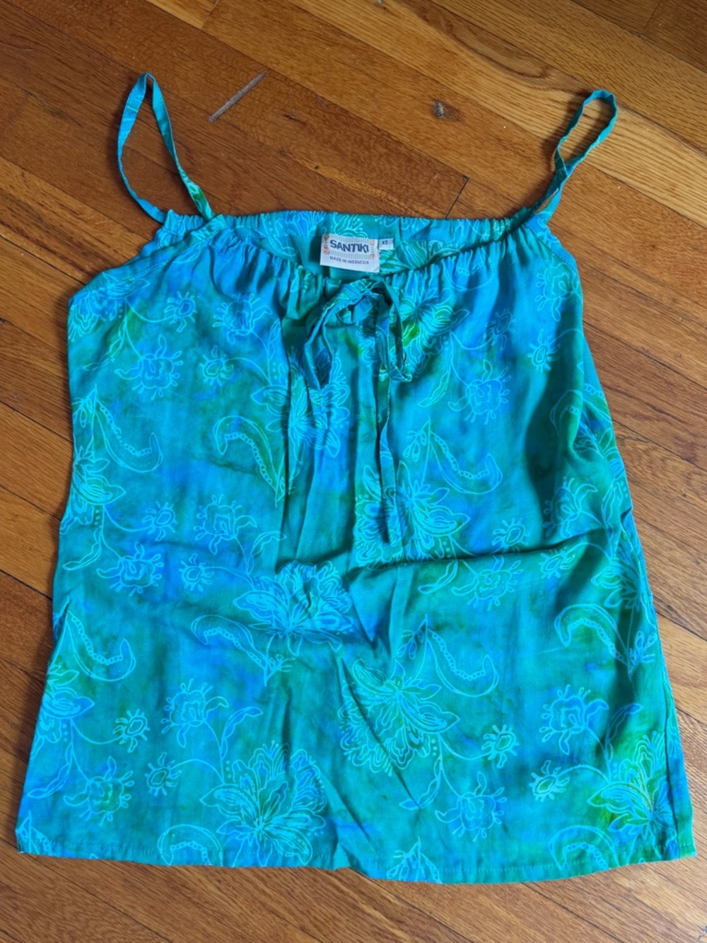 Seafoam Green & Aqua Floral Cami Tank Top XS